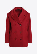 S Max Mara Elise Double-Breasted Short Wool Coat Burgundy ELISEWO/R_MAXS-025