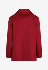 S Max Mara Elise Double-Breasted Short Wool Coat Burgundy ELISEWO/R_MAXS-025