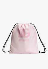 Dolce & Gabbana Kids Girls DG Logo Print Nylon Backpack Pink EM0050 AZ589 HF5ZL