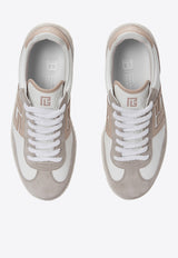 Balmain Swan Calfskin and Suede Sneakers Beige EN1VI735LCJN_WHITE MULT