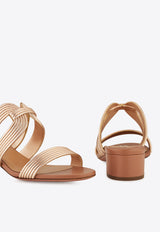 Aquazzura Esencia 35 Leather Sandals ENCMIDS0-LTN-RGP Metallic