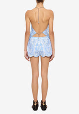 Pucci Angoli Print Chain Top Light Blue