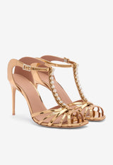 Malone Souliers Erika 90 Crystal-Embellished Leather Sandals ERIKA 90-2 ANTIQUE GOLD