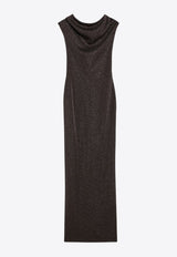 Max Mara Pianoforte Eschimo Lurex Yarn Maxi Dress Brown ESCHIMOVI/R_MAXMP-001