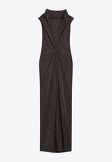 Max Mara Pianoforte Eschimo Lurex Yarn Maxi Dress Brown ESCHIMOVI/R_MAXMP-001