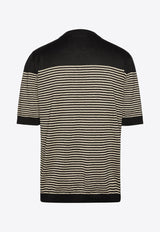 Lardini Striped Linen T-shirt Black ESLTMC79_BLACK