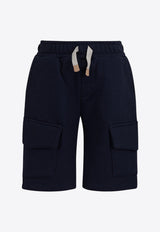 Eleventy Kids Boys Drawstring Cargo Shorts Blue EW6Q59-Z1293_BLUE
