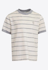 Eleventy Kids Boys Logo Embroidered Striped T-shirt White EW8P51-J0486_STRIPES