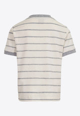 Eleventy Kids Boys Logo Embroidered Striped T-shirt White EW8P51-J0486_STRIPES