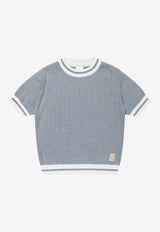 Eleventy Kids Boys Ribbed Knit T-shirt Blue EW9P11-X0094_LIGHT BLUE