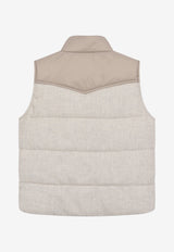 Eleventy Boys Padded Vest in Wool-Blend Gray EX2P72-I0233_GREY