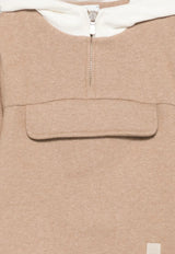 Eleventy Boys Half-Zip Hooded Sweatshirt Beige EX4P00-F0215_BEIGE