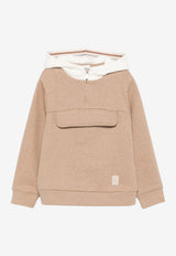 Eleventy Boys Half-Zip Hooded Sweatshirt Beige EX4P00-F0215_BEIGE