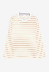Eleventy Boys Long-Sleeved Stripe T-shirt Beige EX8P10-J0523_STRIPES