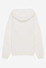 Eleventy Boys Logo Patch Hooded Sweater in Wool and Cashmere Ivory EX9P30-Z2498_IVORY