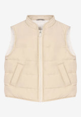 Eleventy Boys Padded Zip-Up Vest Beige EY2P66-N0325_BEIGE