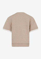 Eleventy Boys Logo Fleece T-shirt Beige EY4P21-Z3716_BEIGE