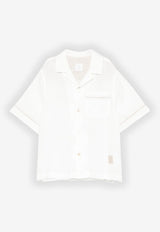 Eleventy Boys Short-Sleeved Linen Shirt Ivory EY5P41-Z3681_IVORY