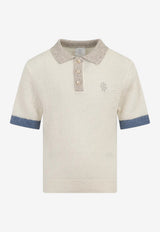 Eleventy Boys Knitted Polo T-shirt Ivory EY9P01-Z3182_IVORY