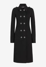 Dolce & Gabbana Double-Breasted Wool Coat Black F0G1VZ FUBGE N0000