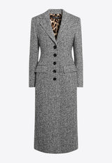 Dolce & Gabbana Single-Breasted Herringbone Wool Long Coat Gray F0W4QTFC2FU/R_DOLCE-S8030