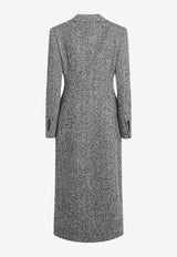 Dolce & Gabbana Single-Breasted Herringbone Wool Long Coat Gray F0W4QTFC2FU/R_DOLCE-S8030