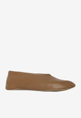 The Row Stella Leather Ballet Flats Brown F1638N66/Q_THERO-MUD