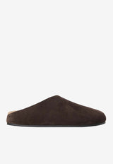 The Row Hudson Suede Flat Mules Brown F1705L302SH01/R_THERO-LQB
