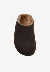 The Row Hudson Suede Flat Mules Brown F1705L302SH01/R_THERO-LQB