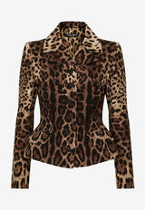 Dolce & Gabbana Single-Breasted Leopard Print Blazer Brown F26AJT FS2A3 HY13M