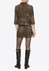 Dolce & Gabbana Leopard Wool Cropped Jacket Brown F26V4T FJ3D9 S8180