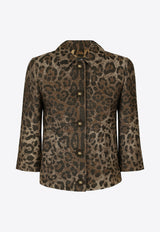 Dolce & Gabbana Leopard Wool Cropped Jacket Brown F26V4T FJ3D9 S8180