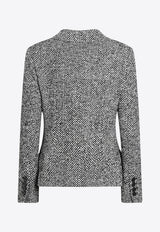 Dolce & Gabbana Single-Breasted Herringbone Wool Blazer Gray F27ACTFMZAJ/R_DOLCE-S8030