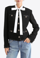 Dolce & Gabbana Single-Breasted Bouclé Tweed Jacket Black F27DAZ FU3JL N0000