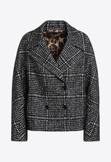 Dolce & Gabbana Double-Breasted Houndstooth Wool Coat Gray F27GDTFQZAO/R_DOLCE-S8100