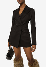 Dolce & Gabbana Double-Breasted Milano Rib Blazer Black F29RST FUGPN N0000