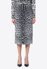 Dolce & Gabbana Leopard Printed Silk Skirt Gray F4B6UTFSADD/Q_DOLCE-HI13N