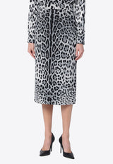 Dolce & Gabbana Leopard Printed Silk Skirt Gray F4B6UTFSADD/Q_DOLCE-HI13N