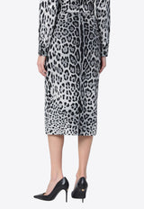 Dolce & Gabbana Leopard Printed Silk Skirt Gray F4B6UTFSADD/Q_DOLCE-HI13N