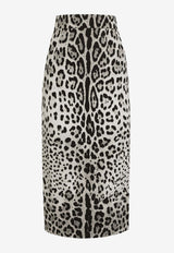 Dolce & Gabbana Leopard Print Charmeuse Midi Pencil Skirt Multicolor F4B6UT FSADD HI13N
