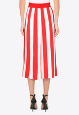 Dolce & Gabbana Striped Cady Midi Skirt Red F4BSVT FSRMG HWMRS