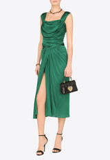 Dolce & Gabbana Gathered Midi Skirt with High-Slit Green F4BY2T HU7FI V0403