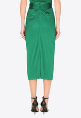 Dolce & Gabbana Gathered Midi Skirt with High-Slit Green F4BY2T HU7FI V0403