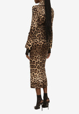 Dolce & Gabbana Leopard Print High-Waist Midi Shirt Brown F4BZBT FS2A3 HY13M