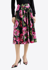 Dolce & Gabbana Peony Print Midi Circle Skirt Multicolor F4C2IT FSFN9 HN5KR