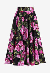 Dolce & Gabbana Peony Print Midi Circle Skirt Multicolor F4C2IT FSFN9 HN5KR