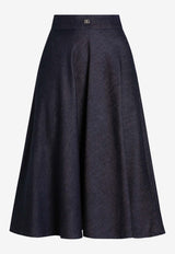 Dolce & Gabbana DG Logo Midi Denim Circle Skirt Blue F4C7OD G8MR3 S9001