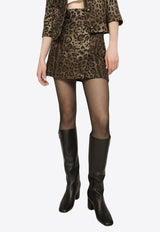Dolce & Gabbana High-Waist Leopard Print Mini Skirt Brown F4CO4T FJ3D9 S8180