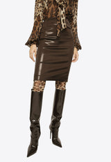 Dolce & Gabbana Shiny Mini Pencil Skirt Brown F4COJT FURMV M1512