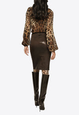 Dolce & Gabbana Shiny Mini Pencil Skirt Brown F4COJT FURMV M1512